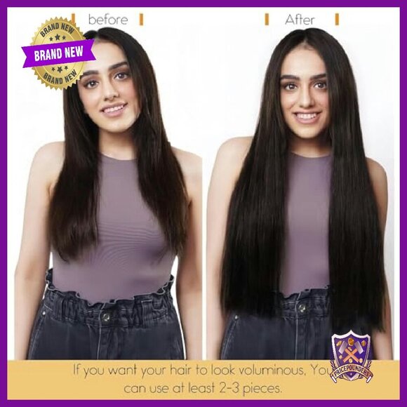 22 Inch Human Hair Clip-In Extensions 7 Piece Set Yaki Straight